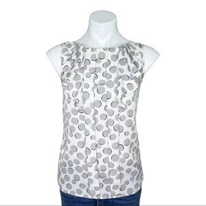 LOFT Grey & White Polka Dot Sleeveless Blouse XS